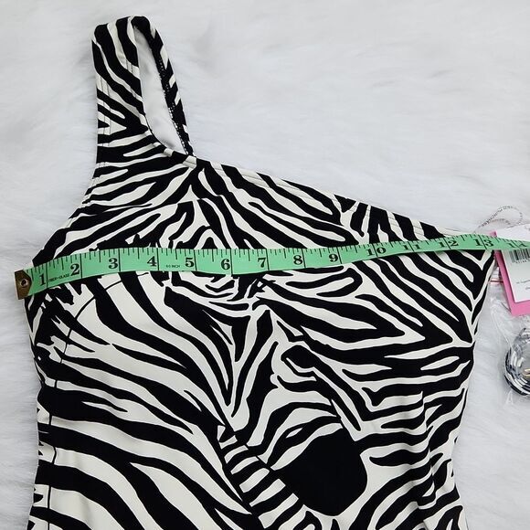 Kate Spade NWT One Shoulder One Piece Swimsuit in Zebra animal print size Small - Picture 5 of 9